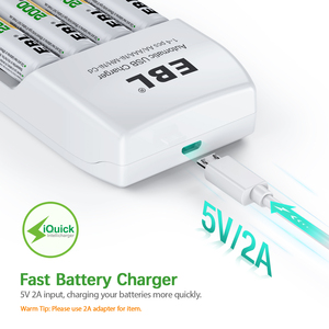 EBL Paquete de 4 Baterías Recargables AA de 2300 mAh con Cargador de Baterías con Ranura Independiente - Product Image 5