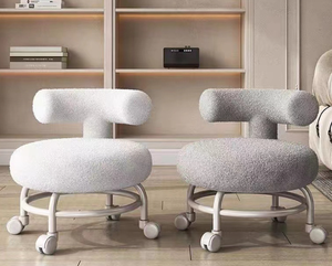 Banc à langer multifonctionnel moderne en laine d'agneau avec dossier et roulettes, idéal pour chambre à coucher - Vente en gros usine - Product Image 3