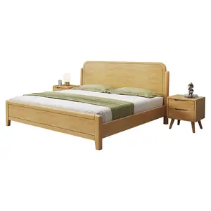 Hotses 침실 가구 단단한 나무 침대 킹 고무 나무 침대 북유럽 소나무 침대 보드 퀸 나무 침대 가정용 아파트
