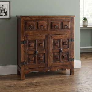 Solid Wood Two-Door Bookcase Storage Shelf Industrial Design Farmhouse Villa Living Room Apartment Furniture Metal Box Layered - Product Image 2