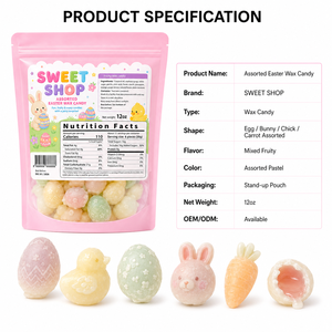 Wholesale Assorted <strong>Easter</strong> Egg Bunny Shape Liquid Jam Filled Wax Candy 12oz Bagged Fruity Chewable Wax Bottle <strong>Sweets</strong> - Product Image 3