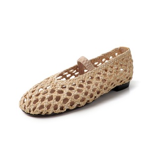 Knitted hollowed-out shallow-toe women's shoes Spring/Summer new style Sheepskin insoles Single strap Flat heel Women's shoes - Product Image 5