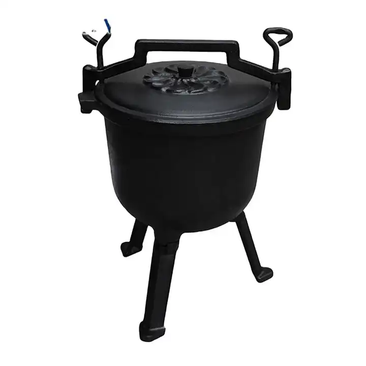 Cast Iron Rice Cooking Steamer Cookware Slow Cooker Pressure Stew Pot for  Open Fire Picnics Outdoor Camping Parties - AliExpress