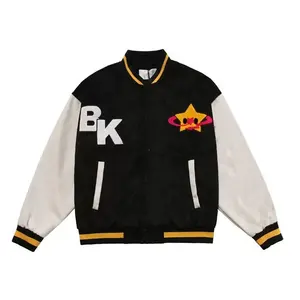 custom winter mens outfit Standing collar star embroidery baseball varsity jackets for men