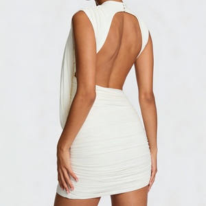 ชุดเดรสสั้นรัดรูปแขนกุดสำหรับผู้หญิง คอสูง แต่งระบาย แฟชั่นสำหรับงานปาร์ตี้ - Product Image 3