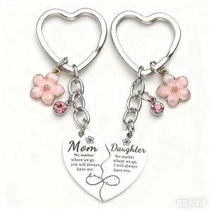 Portachiavi con Lettera Ispirata, Regalo per Papà, Mamma, Sorella, Migliore Amico, Insegnante, Infermiera, Ciondolo a Forma di Cuore, Puzzle, Lettera, Fiore - Product Image 6