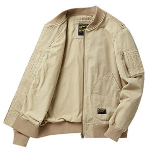 <span class=keywords><strong>Veste</strong></span> de baseball rétro américaine pour hommes High Street Style Canvas Fabric Stand Collar Zipper Closure for Spring Autumn Winter - Product Image 1