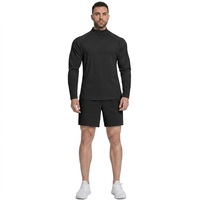 Ensemble de survêtement sportif léger et respirant en tissu uni pour l'hiver, 78 % nylon 22 % élasthanne, avec fermeture éclair quart de tour et short