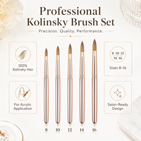 Pinceau à ongles en poils de Kolinsky 100% de qualité supérieure avec manche en métal doré 2026 pour salon de manucure