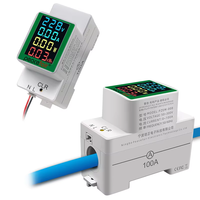 Medidor de CA monofásico tipo riel de 100A, 220V, 110V, V, voltaje Cuatro en Uno, energía, corriente, instrumento de monitoreo de factor de potencia