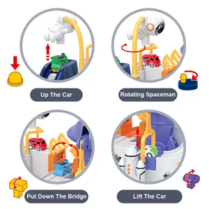 Jouet éducatif Montessori pour enfants : Circuit de voitures à encastrer, Aventure de stationnement, Jeu d'aventure automobile sur le thème de l'espace, Jouet de défi pour enfants - Product Image 3