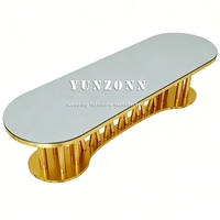 Tables de banquet ovales de luxe modernes en acier inoxydable doré pour mariages, fêtes et hôtels