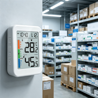 Thermo-hygromètre numérique avec alarme de haute température, détecteur d'humidité et de température pour pharmacie et entrepôt intérieur