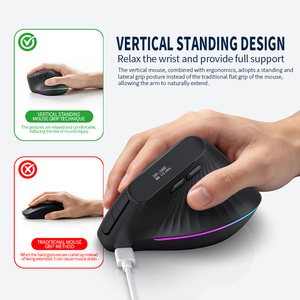 เมาส์แนวตั้งแบบ Ergonomic Tri-Mode ชาร์จไฟได้ ไร้สาย แบบออปติคอล พร้อมหน้าจอแสดงผล สำหรับ Android Windows iOS - Product Image 6