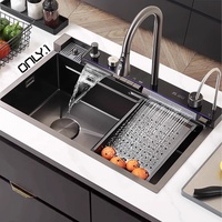 Évier de cuisine Intelligent en cascade en nid d'abeille moderne avec lave - tasse Évier de cuisine multifonctionnel en acier in