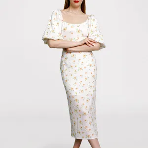 Flower 20 years girls white floral summer dress ladies plus size midi bodycon long classy festive party sexy dress