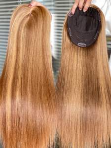 Topper de cabello humano SHY parte libre base de seda Topper mono 6*7 top de seda para Clip en postizos #4 Topper de pelo liso marrón - Product Image 2