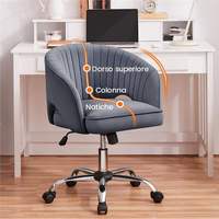 Fauteuil de bureau moderne en velours, ergonomique, fonction d'inclinaison à 20 degrés, capacité de charge de 136 kg, hauteur réglable, pour la maison, le bureau, la chambre