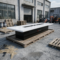 Table de réunion personnalisée en surface solide haute brillance pour bureau, salle de conférence, capacité 14 personnes
