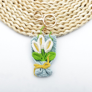 Adornos de ganchillo hechos a mano de alta resistencia, colgantes de ramo de flores tejidos, colgantes de bolsa de flores hechos a mano para el Día de San Valentín - Product Image 2