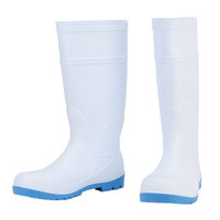 Les abattoirs utilisent des bottes de pluie à semelle bleue bottes de pluie en PVC à tige blanche bottes de pluie étanches à l'eau