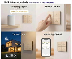 Tuya Zigbee <span class=keywords><strong>3</strong></span>.0スマートスイッチ 1/2/<span class=keywords><strong>3</strong></span>/4連プッシュボタン スマート電気壁スイッチ ホームオートメーション イギリス規格 M8-6 - Product Image 2