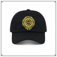 Casquette de baseball unisexe style Dad Hat, six panneaux, couronne souple, visière incurvée et cousue, noir et or, rétro vintage streetwear
