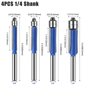 <span class=keywords><strong>Fraise</strong></span> <span class=keywords><strong>à</strong></span> défoncer <span class=keywords><strong>à</strong></span> double roulement, queue ronde de 1/4 pouce et 6 mm, 2 dents en carbure, outils de travail du bois, jeu de fraises droites - Product Image 3