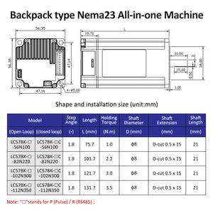 Lichuan DC24 ~ 50V 3/4A Pulse/RS485 1000PPR 1/2.2/3/3.5N.m 2 Fase Nema23 Circuito abierto/Circuito cerrado Controlador de motores paso a paso integrado - Product Image 5