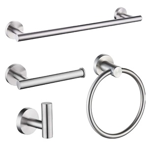 Stainless Steel Towel Handle Wall Mounted Toilet Paper Holder Set <strong>Shower</strong> Room Bathroom <strong>Accessories</strong> Set - Product Image 3