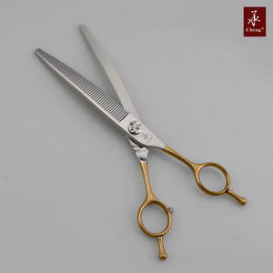 Tijeras para el cuidado de perros YONGHE CHENG con mango dorado de acero 440C japonés, profesional, con dientes curvos - Product Image 4