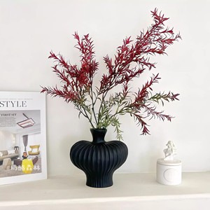 Vase en céramique de style rétro avec fleurs artificielles, pièce unique, décoration de bureau pour la maison, accessoires de mariage - Product Image 2