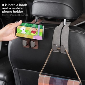 Crochet de dossier de siège <span class=keywords><strong>auto</strong></span> OLIVER – Organisateur de rangement arrière <span class=keywords><strong>pour</strong></span> voiture, double crochet en métal, petit crochet en plastique ABS avec revêtement en fourrure, compatible - Product Image 1