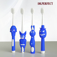Brosse à dents pour enfants de haute qualité Dr.perfect avec logo personnalisé, poils en nylon moyens et manche en PVC pour un usage domestique