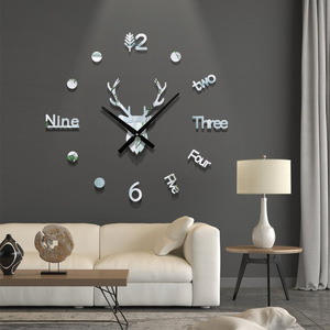 17-47 pouces pas cher maison décorative moderne tête de cerf conception auto-adhésive bricolage 3D horloges murales - Product Image 3