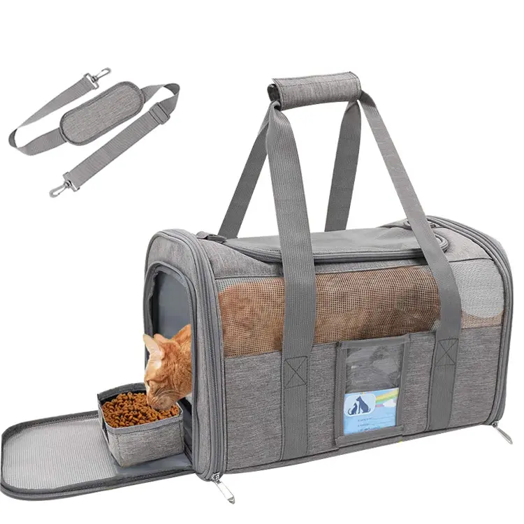 Tas ransel kucing portabel, tas punggung kucing dapat dilipat kanvas mobil untuk hewan peliharaan