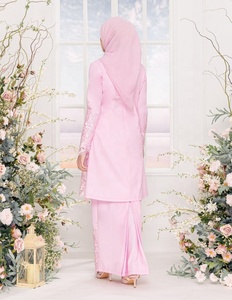 Conjunto de encaje SIPO a juego, diseño bordado elegante, ropa musulmana ajustada, Kurung Baju, de manga larga, Color sólido, Malaysia - Product Image 5