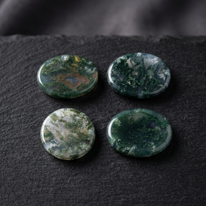 Piedra Ovalada de Ágata Musgosa Pulida, Decoración Artística Coleccionable de Feng Shui de Gujarat - Product Image 3