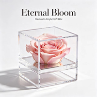 Boîte cadeau élégante carrée en acrylique transparent, boîte de présentation pour bouquet floral, conteneur de rangement, boîte de présentation en acrylique, boîte cadeau pour bouquet de fleurs