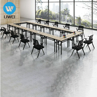Bureau pliant en métal moderne et minimaliste LIWEI, table modulaire pour bureau, étude et formation informatique, directement de l'usine