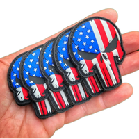 Patch PVC thermocollant personnalisé en tissu sergé écologique, motif crâne, en relief 2D, souple, pour vêtements