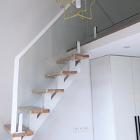 Escalier droit moderne en fer avec poutre centrale unique et garde-corps en verre trempé, système d'escalier flottant intérieur préfabriqué