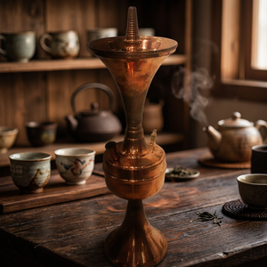 Farida Boury - Enfriador de Hielo de Lujo de Cobre y Latón Egipcio con Bandeja de Latón a Juego, Mini Cachimbas en Forma de Cono para Fumar Shisha con Acabado Lacado - Product Image 3