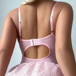 2025 Beliebte Lolita Girl Pink Camisole Spitzen rock Set Vierteilige Sexy Lustige Unterwäsche Bowknot Strumpfband Socken Stickerei ODM - Product Image 4