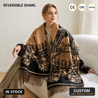 Écharpe en laine réversible pour femme avec logo personnalisé, franges, motif Tour Eiffel Paris, 200 cm, OEM ODM, vente en gros
