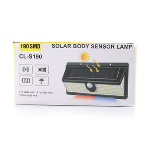 Lampe solaire de jardin 190 LED à fixation murale, cellule solaire Poly-Si, résistante à l'eau, éclairage extérieur - Product Image 4