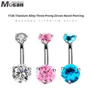 เครื่องประดับเจาะสะดือทรงกลมประดับ<span class=keywords><strong>เพชร</strong></span>คิวบิกเซอร์โคเนียหลากสี ไทเทเนียม ASTM F136 สำหรับผู้หญิง ขายส่งจากโรงงาน - Product Image 1