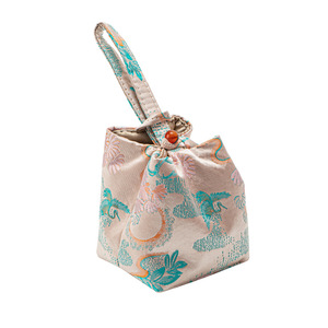 Chinese Style Brocade Teacup Storage <b>Bag</b> Cube Portable Travel Tea Set Pouch <b>Compression</b> Type Dehua Origin - Product Image 5