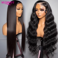 Perruques vietnamiennes de haute qualité, double densité, en cheveux humains naturels bruts, perruque frontale sans colle, lisses comme des baguettes, avec dentelle HD, vente en gros