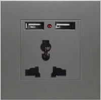 Enchufe de Pared con Doble Puerto USB 2.1A, Panel de 86mm, Enchufe Universal de 13A con Múltiples Orificios para Hogar, Oficina, Hotel, Montaje en Pared